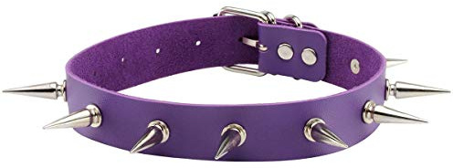 Eigso Punk Gothic Halsband mit Nieten mehrfarbig PU Leder Verschluss verstellbar für Damen Herren verstellbar