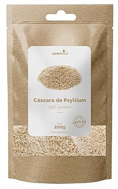 Carefood - Cosse de Psyllium 99% Pure Bio - 100% Biologique Sans Gluten Vegan - Meilleure Digestion et Effet Satiétant - Source Naturelle de Fibres - à Combiner avec des Plats, Jus ou Boissons - 200 g