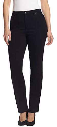 Gloria Vanderbilt Ladies Amanda Stretch Denim Jeans for Women, Tapered Womens Pants, Mom Jeans, Ladies Pants - Dark Black 10