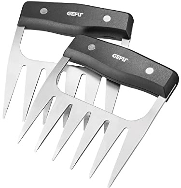 GEFU BBQ Fleischkrallen 2er-Set – Edelstahlkrallen zum Zerkleinern von Pulled Pork, Rind, Braten & Geflügel | Ergonomisch | Spülmaschinengeeignet