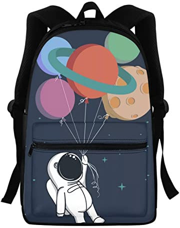Belidome Backpacks for Elementary Astronaut and Planet Balloon School Bookbag for Kids Boy Girl 5-19 Years Old Daypack Rucksack