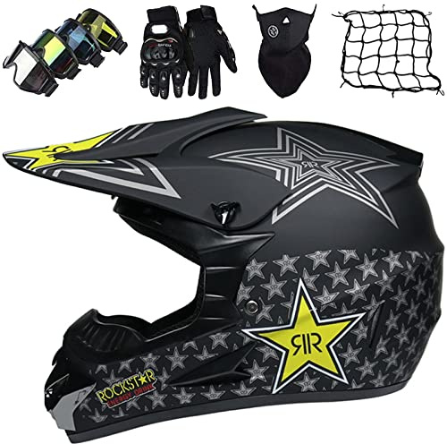 Casco Integrale Motocross, Casco da Cross per Bambini, Casco Downhill con Occhiali Guanti Face Mask Rete Del, Casco Gioventù Caschi del Motociclo - Adatto per Tutte Le Stagioni