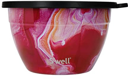 S'well Salad Bowl Kit, Rose Agate, 1.9L - Salad Lunch Box with Condiment Container and Removable Tray - Leak-Proof and Dishwasher Safe