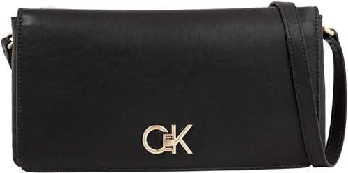 Calvin Klein Damen Umhängetasche Re-Lock Double Gusette Klein, Schwarz (Ck Black), Onesize