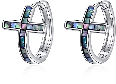 YFN Kreuz Ohrringe Sterling Silber Baumeln Tropfen Hängend Kreuz Ohrringe Religion Schmuck Christen Geschenke für Damen Herren