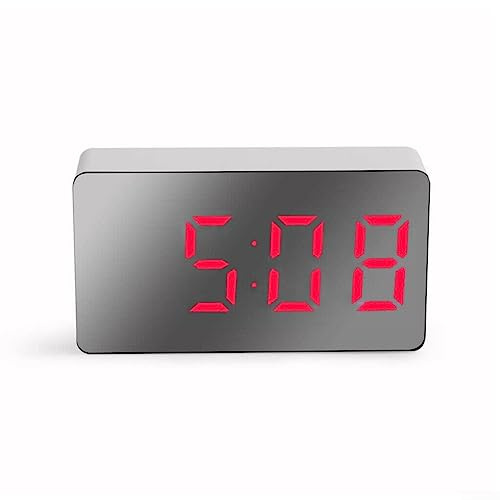SPORTARC Digitaler Wecker Spiegelwecker, Mini LED Spiegeluhr, Elektronischer Digitalwecker Auto Uhr, Tragbare USB-Aufladung, 7 x 4 cm, Rot, Kunststoff