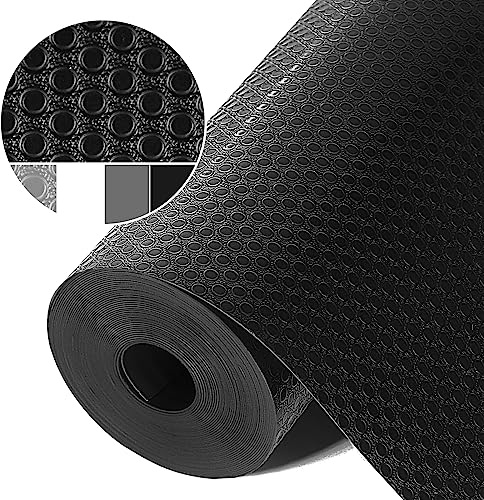 Origuuds Schubladenmatte, Eva-Material Wasserdichtem Schubladenauskleidung Antirutschmatte Kühlschrankauskleidungen Nicht Klebende für Küchenschränke Schubladen Schrank (Schwarz/60cm x 600cm)