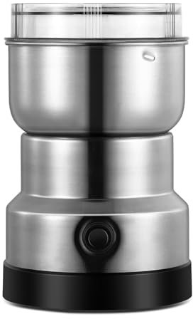 Getreidemühle Elektrisch,Kaffeemühle Elektrisch Gewürzmühle mit Transparenter Abdeckung,Tragbare Elektrische Getreidemühle aus Edelstahl für Getreide Kaffeebohnen Nüsse Gewürze Getreide Kräuter