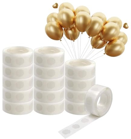 SYEYCW 1500 Pezzi Trasparente Punti Appiccicosi, 15 Rotoli Doppio Adesivo Colla Punti Nastro, Rimovibili Palloncino Colla Punto Punti, per Matrimoni, Feste di Compleanno, Decorazione Palloncino