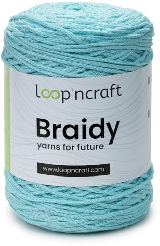 Makramee Garn Mint Grün, Loopncraft, 2mm - 250m - 250g, Kettengarn, Braidy, Recycling Garn