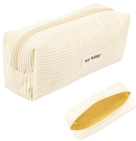 Zouwel Mäppchen Aesthetic, Pencil Case, Cord-Stoff Mäppchen Teenager für Schlampermäppchen (Weiß)