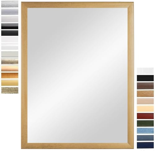 PrimeLuxe Wandspiegel 30 x 40 cm (Außenmaß) in Gold-gewischt | Farbe und Größe wählbar | Ganzkörperspiegel | Bad & Flur Spiegel | mit Holz Rahmen | Made IN Germany