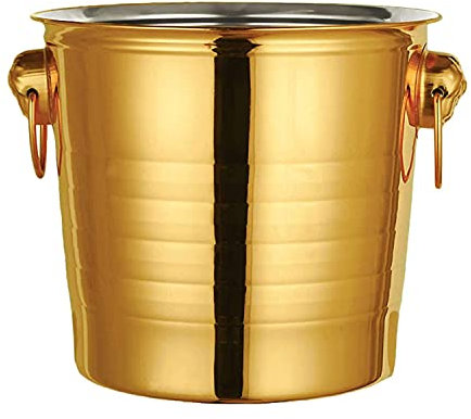 NSTVVEE Eiskübel, Tigerkopf-Eiskübel aus Edelstahl, KTV-Sektkübel, Weinfass-Spieß, Weinkübel, Eiskübel, Bar, Bierfass (Gold, 5 l)