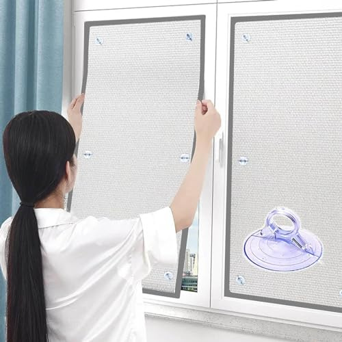 Pellicole Per Finestre Protezione Solare,Film Isolante in Lamina Di Alluminio,Pellicola Per Vetri Riflettente Anti Calore Anti Sole,Pellicola Privacy Oscurante,Con Ventosa,W×H-45 * 200cm(18 * 79in)