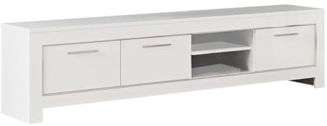 AltoBuy Denae - Meuble TV 3 Portes L207cm Laqué Blanc Brillant