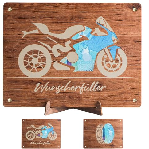 UBERMing Geldgeschenk aus Holz mit Ständer, Geldgeschenk Motorrad Witzige Geldgeschenke Verpackung, Geschenk für Motorradfahrer Liebhaber Freunde Familie