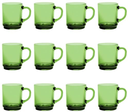 Duralex Versailles Glass Coffee Mugs - 260ml - Green - Pack of 12