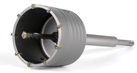 BINOTA 75 mm Scie Cloche Béton Pro SDS-Plus | Carbure de tungstène – Queue 220 mm – Foret cruciforme – Perçage à sec béton, brique, pierre, maçonnerie