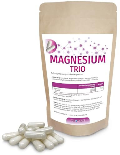Magnesio Trio 360 cápsulas con taurato de magnesio, bisglicinato de magnesio, citral de magnesio y L-treonina, ideal para un público interesado en la salud mental.
