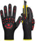 KAYGO gants de travail anti choc avec protection TPR, résistant aux coupures classe C, revêtement nitrile, bonne adhérence, idéal pour constructeur, charpentier, bricolage (Noir Rouge, L, taille 9)