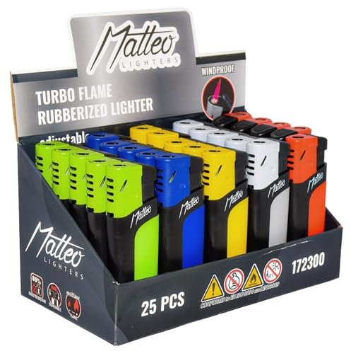 Matteo Piezo Premium-Turbo-Feuerzeuge (25 Stück) Cod. 172300