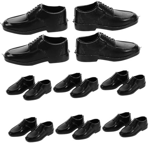 ifundom Miniatur Puppenschuhe 10 Paar Schwarz Prinzenstil Herrenschuhe Für 30cm Puppen Puppenzubehör Für Selbstgemacht Dekoration Und Puppenhausspiele