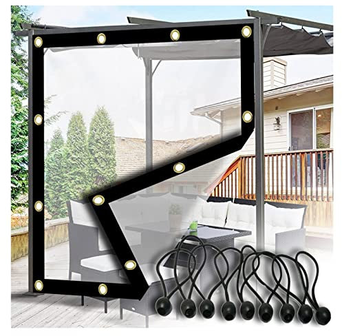 POCHY Outdoor Clear Tarp Curtain Pergola Side Panels, with Grommets and Reinforced Edges, for Patio Enclosure, Porch(6x5.5m/19.68x18.04ft)
