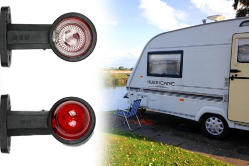BISOMO 2X Begrenzungsleuchte, Positionsleuchte, Seitenleuchte 12V E4 für Auto Anhänger, KFZ, PKW, LKW, Wohnwagen, Licht Weiß Rot, 125 x 87 x 80mm