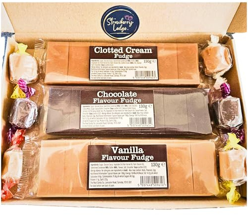 Fudge | Sweets Gift Box | Clotted Cream, Chocolate, Vanilla Bars And 6 Individually Wrapped Handmade, Traditional Soft And Creamy Fudge Sweets | Gifts For Men Birthday | Thank You Gift | Letter Box