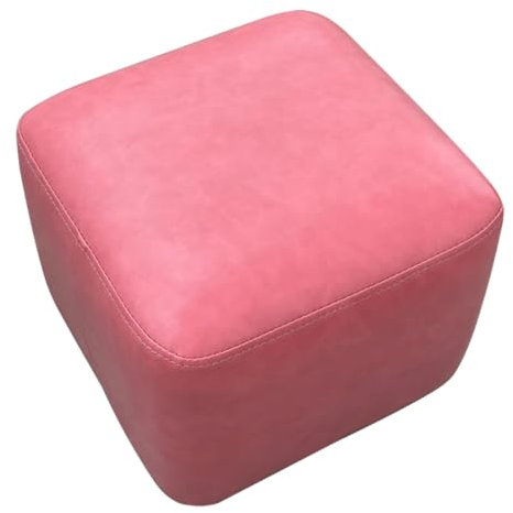 Ottomane aus Leder, quadratisch, klein, gepolstert, niedlich, kreative Fußstütze, Dekoration für Wohnzimmer, 30 x 30 x 22 cm, Rosa