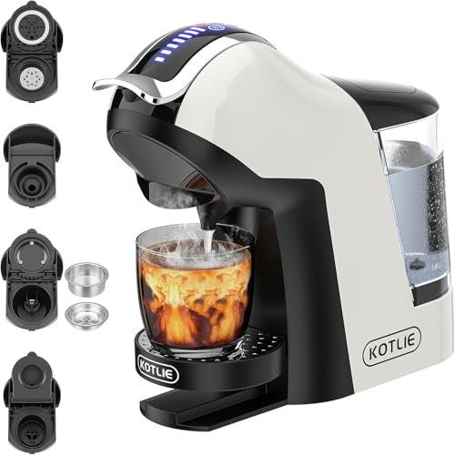 19 Bar 5in1 Multicapsule Espresso Coffee Machine for Dolce Gusto/Nespresso/LOR/MIO Capsule and Coffee Ground/ESE Coffee Pods EM-308A (WHITE-UK)