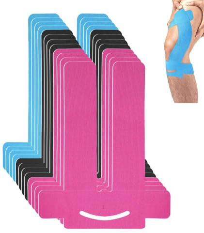 XFSRG 12 Stück Kinesiotapes Knie Tape Vorgeschnitten Physio Tape Precut Muskeltape Knieschoner Bandage Knie Patella Band Knee Patch Sport Tapes Für Knieschutz und Fitness (Mehrfarbig)