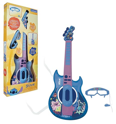 Lexibook, Disney Stitch, Guitare électronique avec Micro et Lunettes pour Chanter avec Style, 2 Modes de Jeu, Mélodies de démonstration, Effets Lumineux, Bleu, K260D