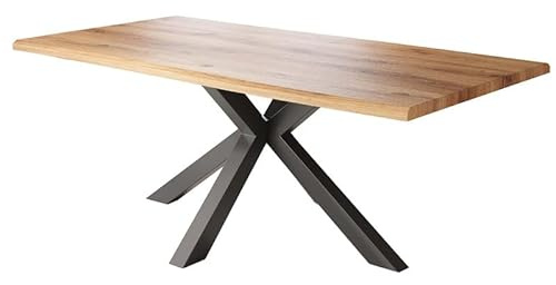Loreno Esstisch 180 cm x 90 cm, MDF, Wildeiche-Optik Spider Gestell Schwarz