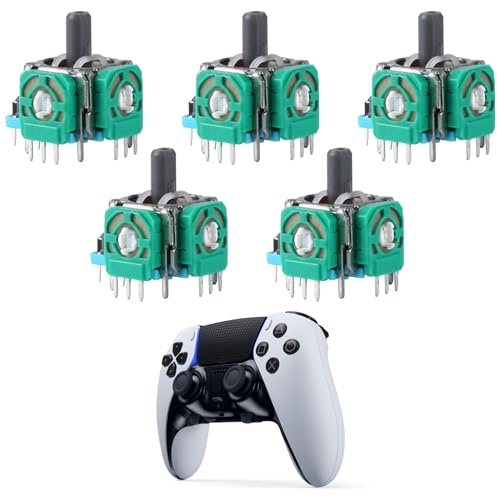 5 Stück Ersatz Hall Effect Sticks PS5 Joystick, PS5 Controller Sticks, 3D Elektromagnetischer Joystick für DualSense, Anti-Drift Analogsticks mit Trimmer Potentiometer-Sensor, Analog Daumenstick