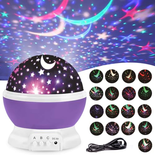 NimblusToy Starry Sky Lamp, Star Projector, Night Light Room Decor, Dimmable+Remote Star Projector, 360° Rotate Night Light, Night Lights Projectors, Birthday Gift (Purple)