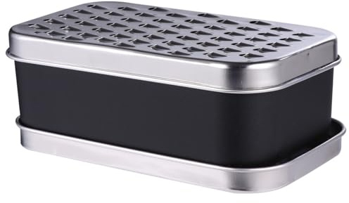 Happyyami Rallador de Queso Manual Caja Ovalada, Doble Cuchilla de Acero Inoxidable, Rallador Multifuncional para Verduras y Patatas, Utensilio de Cocina Práctico y Compacto, Color Negro