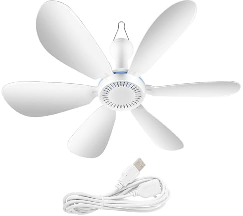 SHOOYIO Ventilateur USB portable à suspendre avec télécommande pour lit, tente, camping-car, bateau et utilisation en extérieur Ventilateur de plafond USB