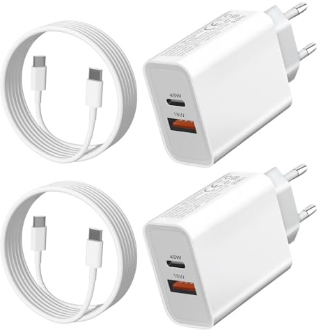 45W Chargeur iPhone Rapide pour Apple 17 16 15 Pro Max Samsung A56 5G A36 A26 A57 A37 S26 S25 iPad Pro 12.9 11 13 inch 4th 5th 6th/Air/Mini 6 7/Pad 10th 11th 2-Port Prise Secteur USB C et Cable,2Pack