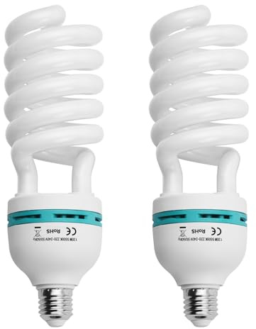 Sxhlseller 2 Bombillas de Fotografía en Espiral de 135 W, Bombillas Softbox con Base E27 de Luz Diurna de 5500 K para Fotografía de Estudio e Iluminación de Vídeo (Enchufe Europeo 220-240V)