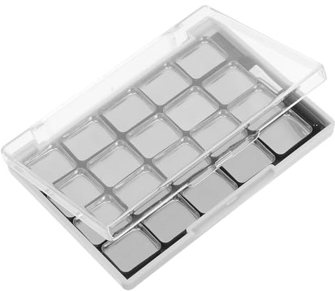 Lurrose Palette de maquillage magnétique vide avec 20 godets métalliques amovibles, couvercle transparent pour accès rapide, pinceau inclus, plateau blanc compact pour organisation de