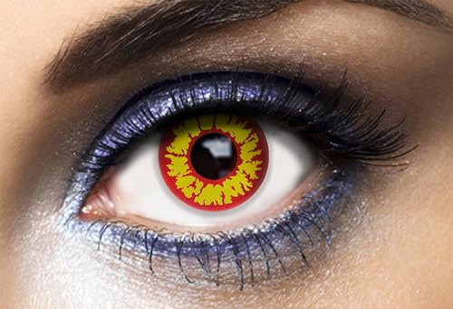 P'TIT CLOWN - 55618 - Lentilles de Contact Loup Garou (sans correction) - Journalières - Parfaites pour Compléter votre Déguisement pour Halloween, Carnaval et autres Fêtes Costumées - ∅ 14.2 mm