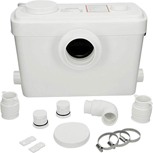 Flo-Force Ultra Domestic Sanitary Macerator Toilet Waste Water Pump Sink Basin Shower Bidet Sewerage Pump with 3 Inlets Quiet Operation White Macerators