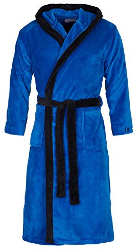 Di Ficchiano Herren Bademantel Monza mit Kapuze I Morgenmantel flauschig I Nachtwäsche aus edler Mikrofaser I Kimono mit Farb- & Größenauswahl S - 5XL I Bath-Robe Öko-Tex Standard 100