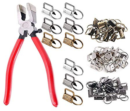 F-BBKO 42Sets 1 Key Fob Hardware - 3 Colors 25mm Key Fob Key-chain Perfect with 1Pcs Key Fob Glass Running Pliers for Key Fob Wristlets Install