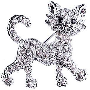 Fliyeong Premium Quality Pretty Cat Full Shining Clear Crystal Cat Brooches for Wedding Women Gift,Gold