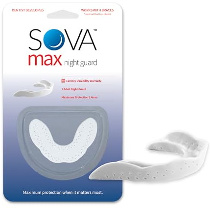 SOVA Max Aufbissschiene - Knirscherschiene für starkes Knirschen - 2,4 mm | Zähneknirschen, Zähnepressen, Bruxismus, 2,4 mm, erreicht die Backenzähne, bis zu 20 Mal umformbar, BPA-frei, für Erwachsene