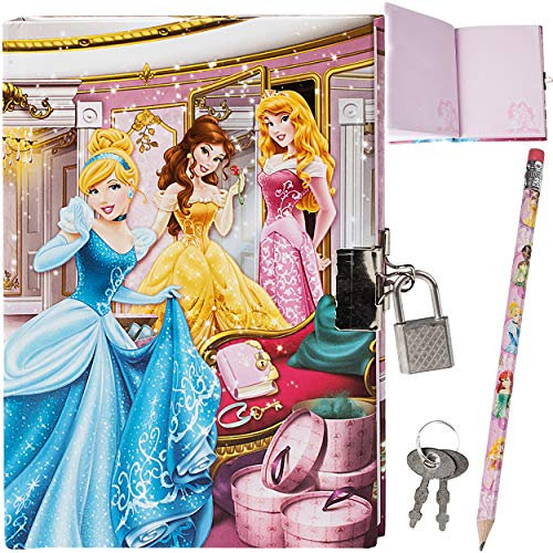 alles-meine.de GmbH Set: Tagebuch mit Schloss & Stift - Princess - Prinzessin - Buch gebunden für Geheimnisse - Reisetagebuch/Notizbuch - Schlüssel liniert Hardcover - Mädchen ..