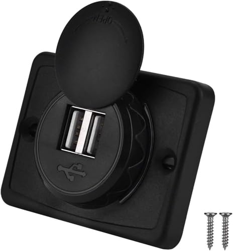 Dingln DualUSB Auto-Ladesteckdose, 12V 3.1A USB Steckdose, Typ C Schnellladesteckdose Panel, USB Handy Schnellladung Wasserdicht für 12V / 24V VKFZ Wohnmobil Boot