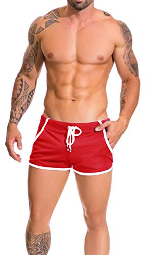 Alivebody Men's Mesh Athletic Shorts for Running Workout Swimming Quick Dry Lightweight Color Red Size M